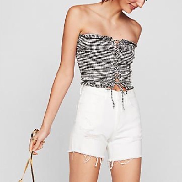 NWT Express High Waist Raw Hem Bermuda Shorts - Picture 1 of 6